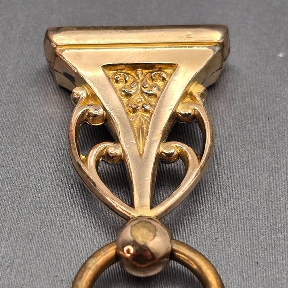 Antique Victorian Gold-Fill Fob Seal 'Optimists' Engraving Openwork Pendant Char - Picture 7 of 8